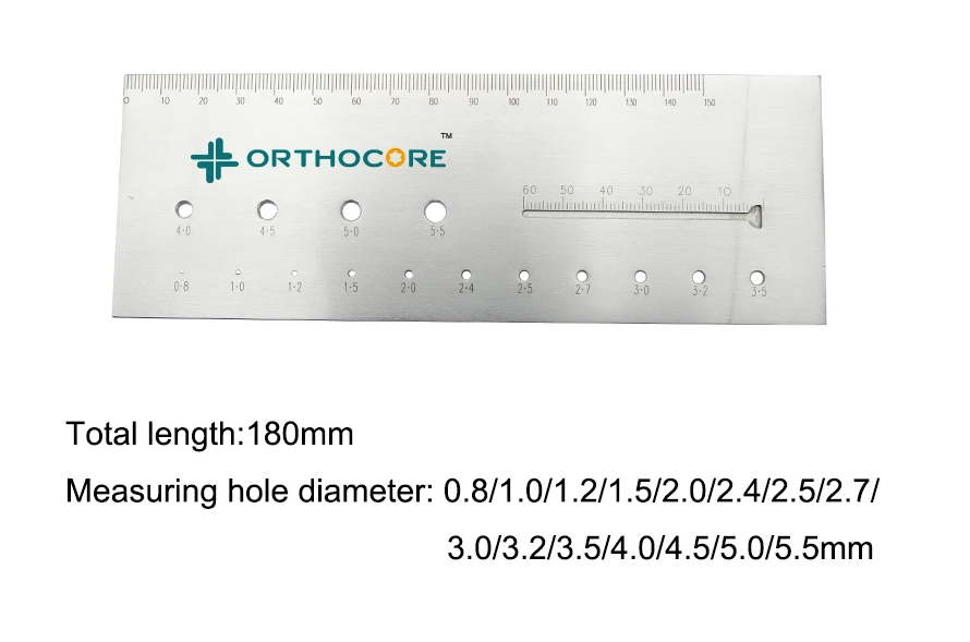 Surgical Measuring Ruler With Gauge Holes