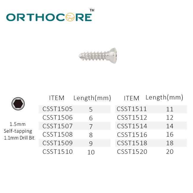 1.5mm Cortical Screw Hex(stainless steel)