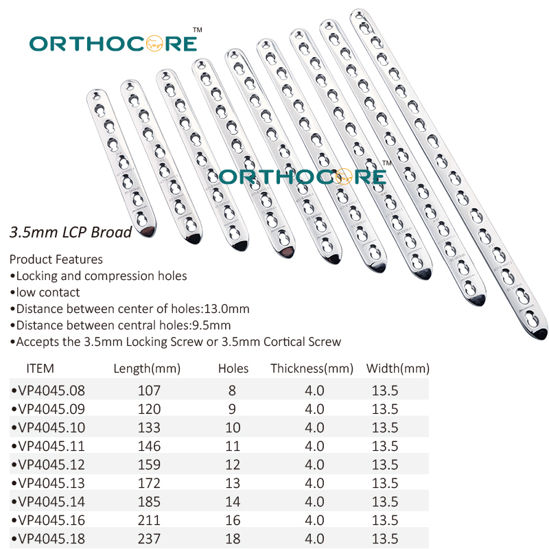 3.5mm Broad Locking Compression Plates LCP Stainless Steel 