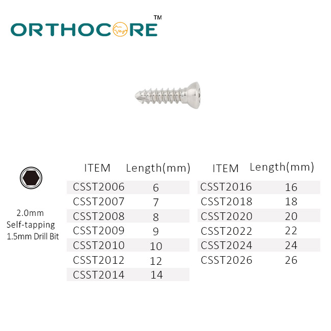2.0mm Cortical Screw Hex(stainless steel)